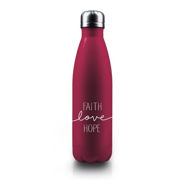 Isolierflasche "Faith-Love-Hope" - beerenrot